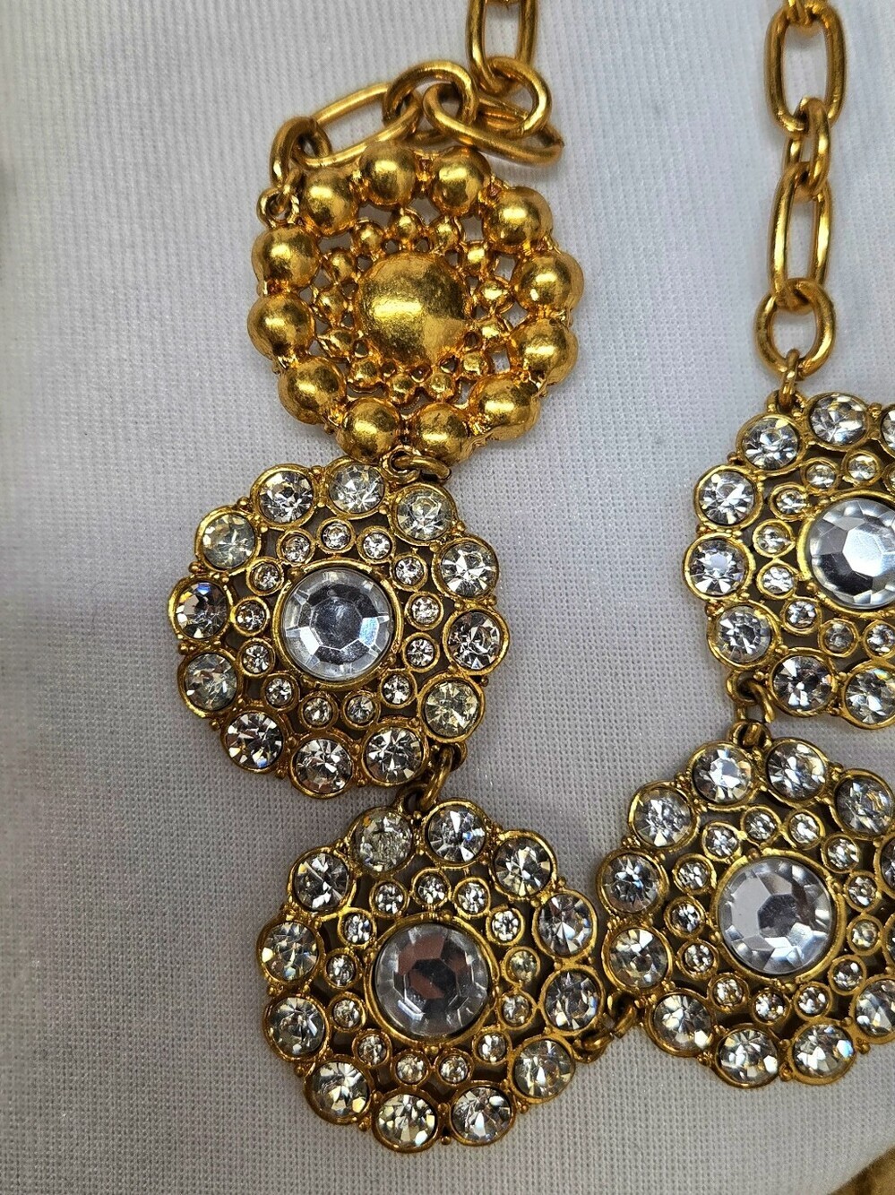 J. Crew Gold Crystal Like Floral Cluster Necklace - Picture 5 of 5